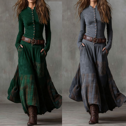 Rochie vintage cu guler înalt și nasturi