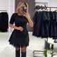 🔥Oferte speciale - Rochie mini cu mâneci scurte și dantelă strălucitoare pentru femei | Elegantă și strălucitoare