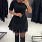🔥Oferte speciale - Rochie mini cu mâneci scurte și dantelă strălucitoare pentru femei | Elegantă și strălucitoare