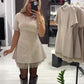 🔥Oferte speciale - Rochie mini cu mâneci scurte și dantelă strălucitoare pentru femei | Elegantă și strălucitoare