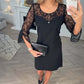 👗Rochie mini A-line cu mâneci lungi din dantelă transparentă