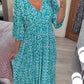 🔥Reducere de 40% 💞Rochie lungă cu decolteu în V și imprimeu boem casual