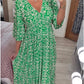 🔥Reducere de 40% 💞Rochie lungă cu decolteu în V și imprimeu boem casual