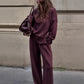 Bluză à col montant et pantalon assorti👚👖