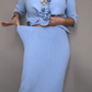 Set elegant format din pulover tricotat și fustă midi, 2 piese