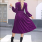 Rochie elegantă cu talie înaltă și croi în A, cu smocuri