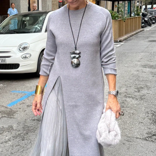 Rochie midi elegantă din tricot pentru femei, cu fante laterale