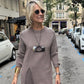 Rochie midi elegantă din tricot pentru femei, cu fante laterale