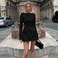Rochie mini elegantă pentru femei, în linie A, cu decolteu în formă de barcă