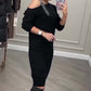 🎁Noutăți 2026 50% REDUCERE💥Rochie midi cu mâneci lungi și un umăr pentru femei