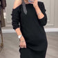 🎁Noutăți 2026 50% REDUCERE💥Rochie midi cu mâneci lungi și un umăr pentru femei