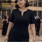🧡Ultimele 10 ore  49% reducere🔥Rochie clasică neagră cu decolteu în V și mâneci scurte