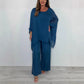 Set elegant casual pentru femei, format din bluză din șifon și pantaloni largi