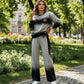 Set casual pentru femei, format din bluză și pantaloni în culori degradate