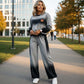 Set casual pentru femei, format din bluză și pantaloni în culori degradate