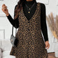 Set rochie și top cu imprimeu leopard, cu aspect stratificat
