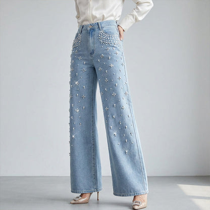 🔥Ofertă limitată - Pantaloni eleganți din denim cu ornamente pentru femei