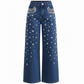 🔥Ofertă limitată - Pantaloni eleganți din denim cu ornamente pentru femei