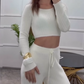Set casual din 2 piese, pulover și pantaloni cu nervuri
