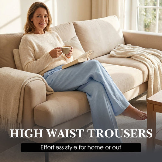 Pantaloni casual pentru femei, cu talie înaltă și croi drept