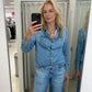 Set de pijamale din denim fals pentru femei, 2 piese