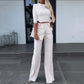 📢📢60%  REDUCERE !! ⏰Set elegant pentru femei, format din top scurt și pantaloni largi