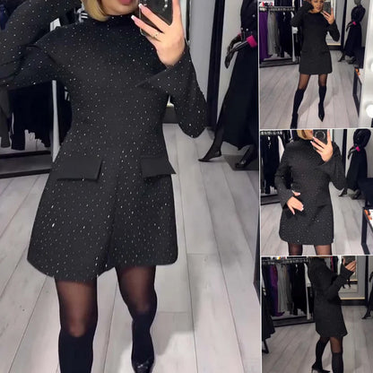 Rochie lungă cu mâneci lungi și croi în A pentru femei