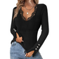 💕✨Bluze din tricot cu guler în V și dantelă pentru femei👕