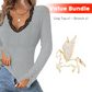💕✨Bluze din tricot cu guler în V și dantelă pentru femei👕