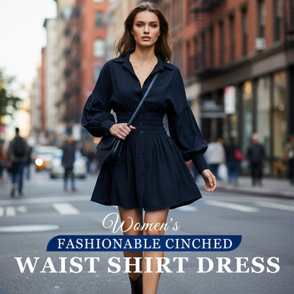Rochie cămașă la modă pentru femei, cu talie strânsă