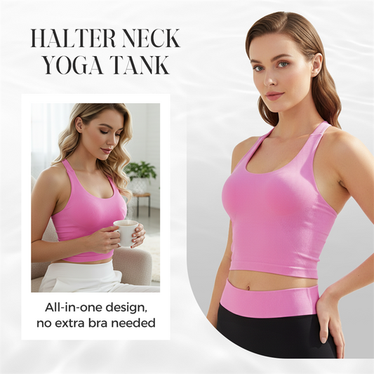 Maiou de yoga cu gât halter și sutien integrat
