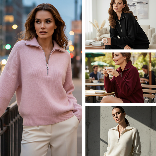 🎁Noutăți 2026 50% REDUCERE💥Pulover cu fermoar pe un sfert pentru femei