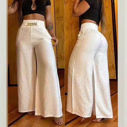 💝Reducere de 50%💝Pantaloni cu talie înaltă și picior larg pentru femei, cu accent pe centură