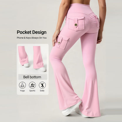 🔥🔥Pantaloni de yoga pentru femei, cu talie înaltă și buzunare👍