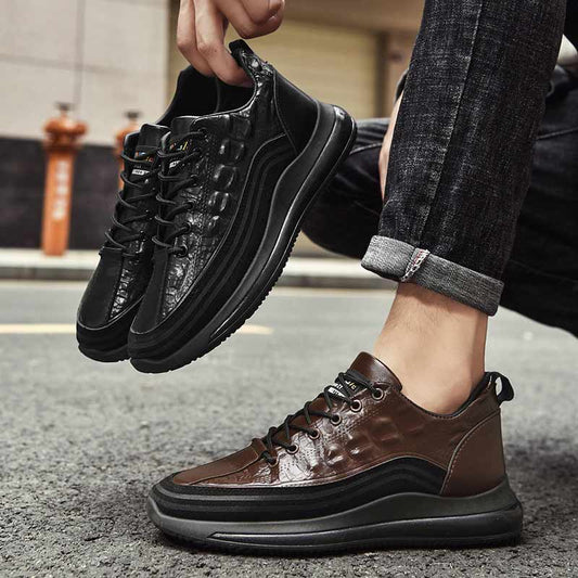Pantofi versatili din piele pentru bărbați cu model crocodil