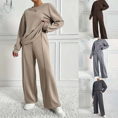 ✨🔥Set confortabil pentru femei, cu bluză cu mâneci lungi și pantaloni👚