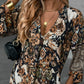💖50% REDUCERE ACUM! 👗Rochie elegantă cu imprimeu, cu guler în V și mâneci lungi