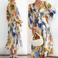 🌸Rochie midi cu mânecă lungă și imprimeu abstract colorat👗