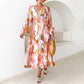 🌸Rochie midi cu mânecă lungă și imprimeu abstract colorat👗