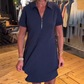 💖Rochie mini casual pentru femei, cu fermoar pe un sfert și buzunare