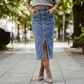⏳Reducere de 50% pentru o perioadă limitată⏰Fustă din denim cu talie înaltă și nasturi în față👗