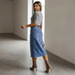 ⏳Reducere de 50% pentru o perioadă limitată⏰Fustă din denim cu talie înaltă și nasturi în față👗