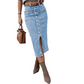 ⏳Reducere de 50% pentru o perioadă limitată⏰Fustă din denim cu talie înaltă și nasturi în față👗