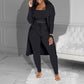 💖Set casual din 3 piese tricotate – top scurt, cardigan și pantaloni