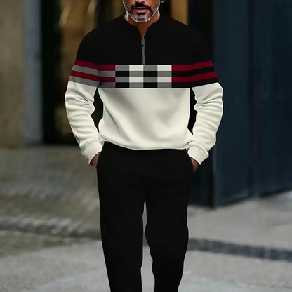 🎉 50% REDUCERE ACUM! 👖Set pulover și pantaloni cu imprimeu grafic pentru bărbați