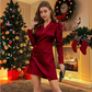 💞Rochie mini blazer cu pliuri și nasturi în față💃