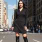 💞Rochie mini blazer cu pliuri și nasturi în față💃