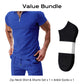 👕Set de cămașă casual cu guler cu fermoar și pantaloni scurți de vară👍