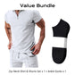 👕Set de cămașă casual cu guler cu fermoar și pantaloni scurți de vară👍