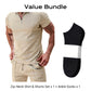 👕Set de cămașă casual cu guler cu fermoar și pantaloni scurți de vară👍